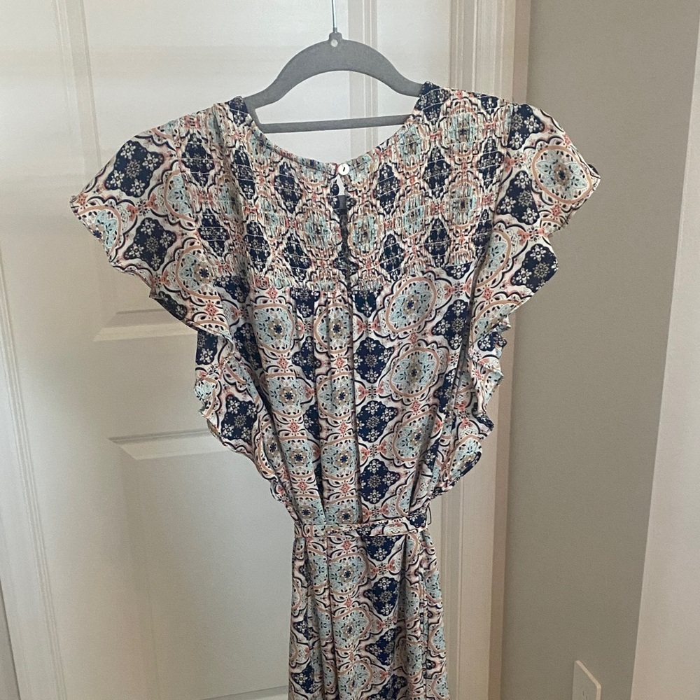 DR2 Geometric Print Midi Dress with Ruffle Sleeves - Picture 4 of 4